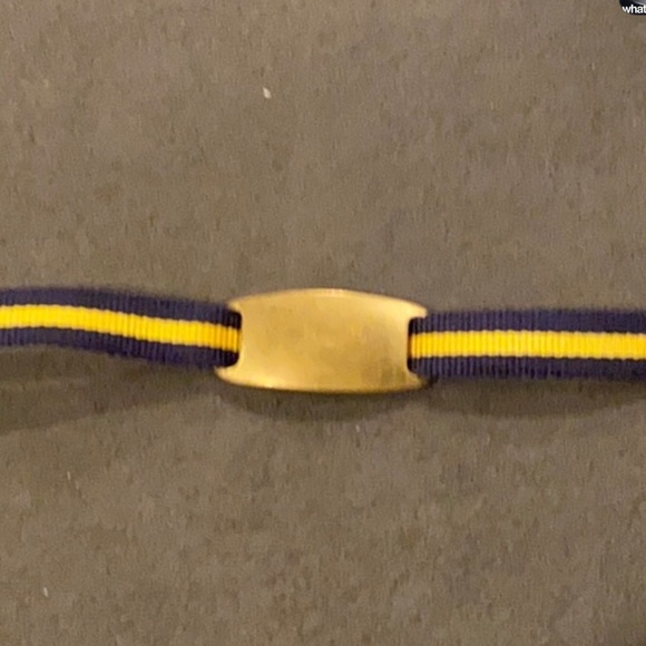 RalphLauren blue/gold bracelet with brass loops and blank adjustable plate - Picture 2 of 5